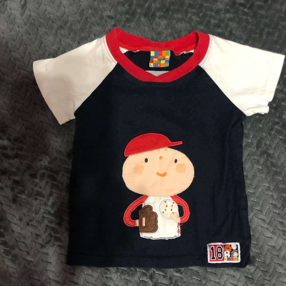 Vintage(2010) LaZoo Baseball Boy Graphic Tee - Navy and Red